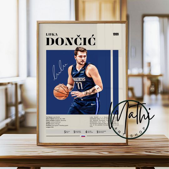 Discover Luka Doni Poster: NBA Legend Wall Art, Dallas Fan Gift
