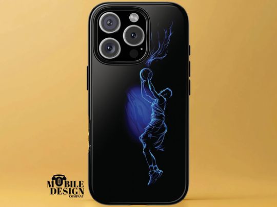 Discover Basketball Tough Phone Case, Player Sports Cover for iPhone 17 16 15 14 13 Pro Max, Samsung Galaxy S25 S24 Ultra, Pixel 9 8, NBA Fan Gift
