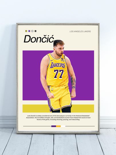 Luka Doncic Poster - Los Angeles Lakers - Dallas Mavericks - Basketball Poster - Boys Bedroom Gift - NBA Wall Art - Vintage Poster - Stylish