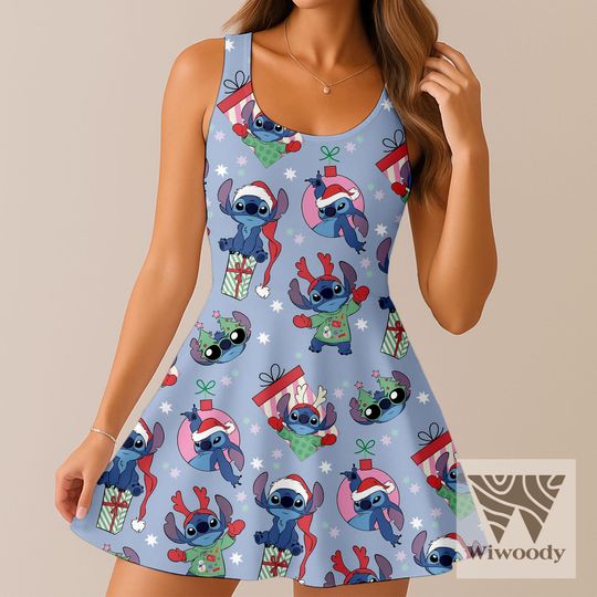 Discover Stitch Xmas Vibes Skater Dress, Very Merry Christmas Dress, Disneyland Christmas Party Outfit