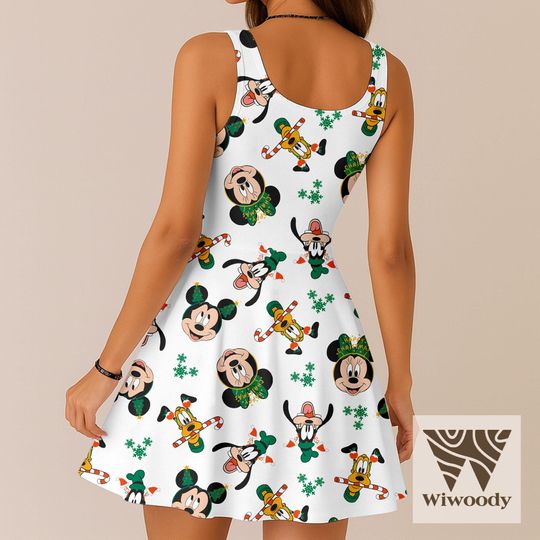 Discover Mickey Minnie Pluto Goofy Dog Xmas Candy Cane Skater Dress, Very Merry Christmas Dress, Disneyland Christmas Party Outfit