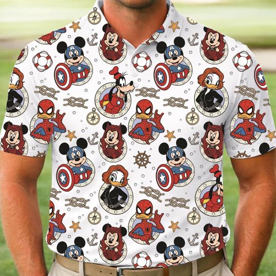 Discover Disney Cruise Squad Polo Shirt, Mickey And Friends Cruise Men Polo Shirt, Mickey Mouse Marvel Day At Sea Shirt, Magic Kingdom Gifts