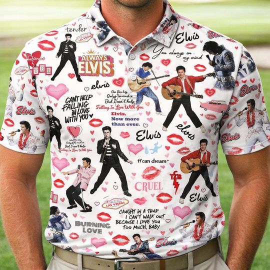 Elvis Presley Polo Shirt, Elvis King Men Polo Shirt, Rock And Roll Music Shirt, The King Musci Shirt, Gifts For Elvis Fan