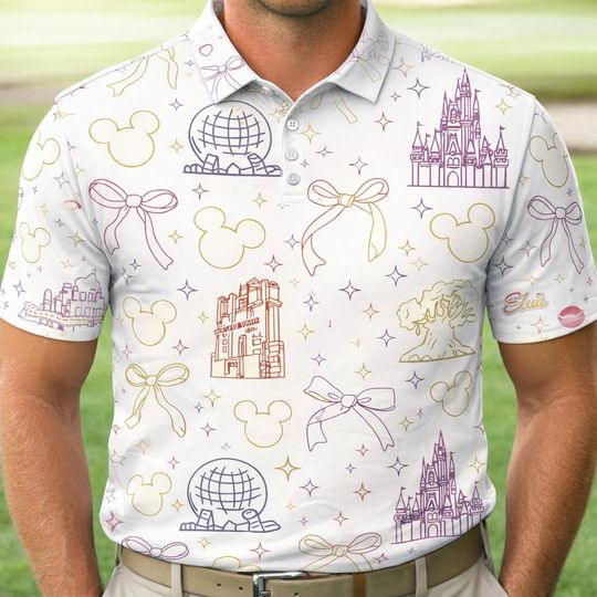 Discover Happiest Place On Earth Polo Shirt, Magical Castle Floral Men Polo Shirt, Magic Kingdom Shirt, Family Vacation Gifts