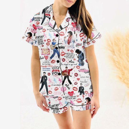Discover Elvis Presley Pajamas Set, Elvis King Pajamas, Rock And Roll Pajamas, Elvis Short Pajamas, The King Christmas Pajamas
