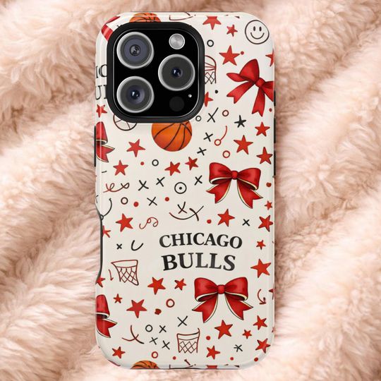 Chicago Bulls NBA Phone Case : Basketball Bows Stars Collage Phonecase - iPhone & Samsung