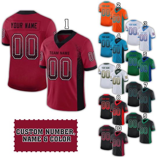Discover Personalized Football Jersey Shirt: Custom Team Colors, Name & Number