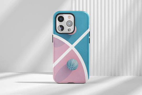 Discover Pink Basketball Court Phone Case: Tough or Magsafe for iPhone, Samsung, Huawei, Google Pixel, XiaoMi Phones