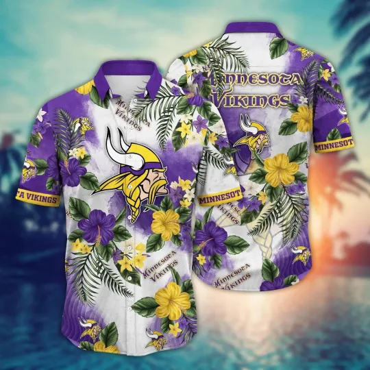 Discover Minnesota Football Vikingss Team Hawaiian Shirt Button Down Unisex Adults Gift