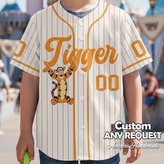 Discover Personalized Winnie The Pooh Tigger Baseball Jersey, Matching Trip Outfit, Baseball Team Shirt