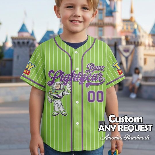 Personalized Toy Story Buzz Lightyear Baseball Jersey for Kids, Matching Trip Outfit, Baseball Team Shirt
