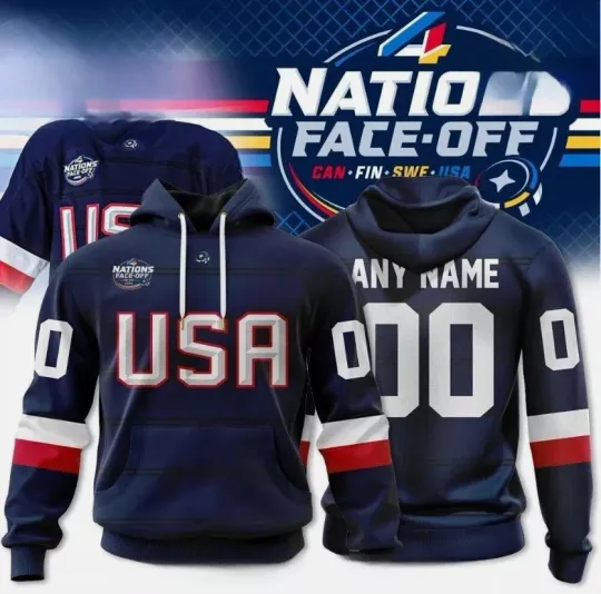 Discover USA National Ice Hockey Team 4 Nations Face-Off 2025 Limited Hoodie