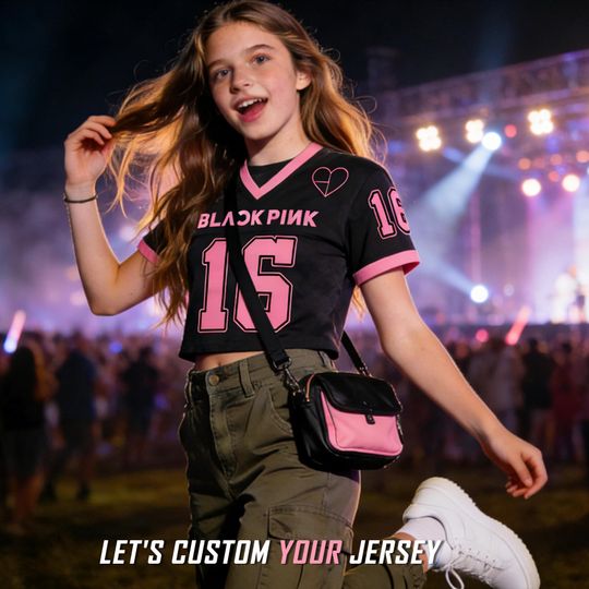 Discover BLACKPINK Jersey,BLACKPINK Merch,Personalized Women's Jersey Crop top, Custom Team Name Number Crop Jersey Shirt V neck,