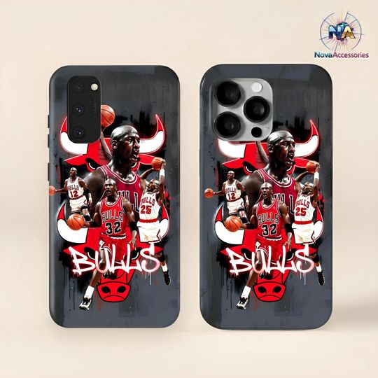 Michael Jordan Phone Case,Chicago Bulls Basketball Art Cover for iPhone 16 15 14 13 12 Pro Max,NBA Fan Gift