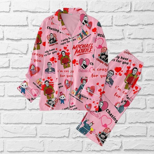 Discover Michael Myers Valentine Pajamas Set, Horror Characters Pjs, Myers Thriller Pajamas Pants, Scary Movie Long Sleeve Pyjamas, Horror Gift