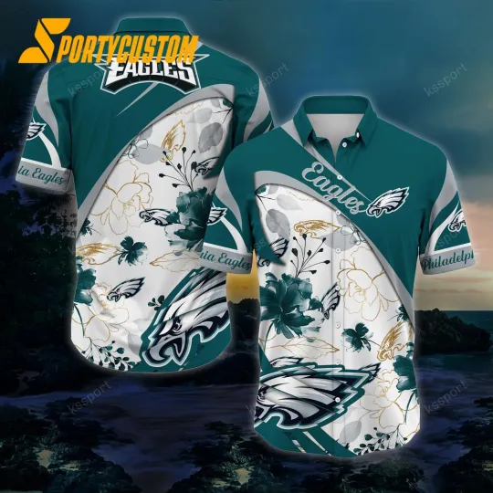 Philadelphia Football Eagless Team Hawaiian Shirt Button Down Unisex Adults