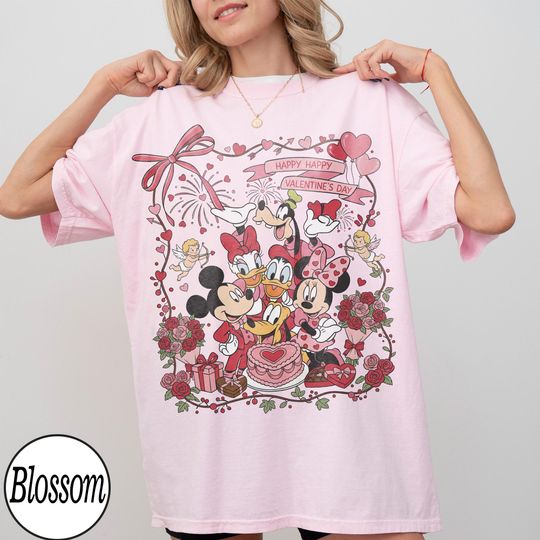 Discover Coquette Bow Mickey and Friends Valentine's Day 2026 T-shirt Disney Couple Matching Tee Disney Family Holiday Gift