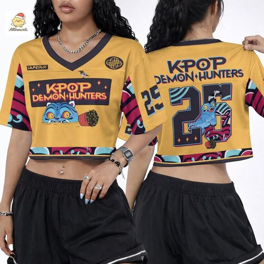 Derpy Tiger Crop Top JerseyShirt, Kpop Huntrix Baseball Jersey Shirt, Kpop Gift for fans, Anime Lover Gift,  Kpop Movie Baseball Jersey 01