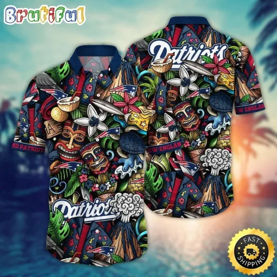 Discover New England Football Patriotss Team Hawaiian Shirt Button Down Unisex Adults