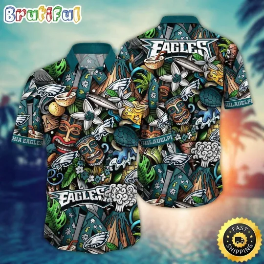 Discover Philadelphia Football Eagless Team Hawaiian Shirt Button Down Unisex Adults
