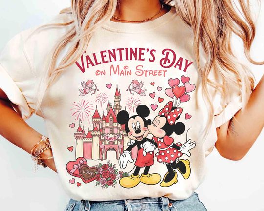 Discover Comfort Color Valentine's Day Mickey & Minnie Kissing Couple T-Shirt