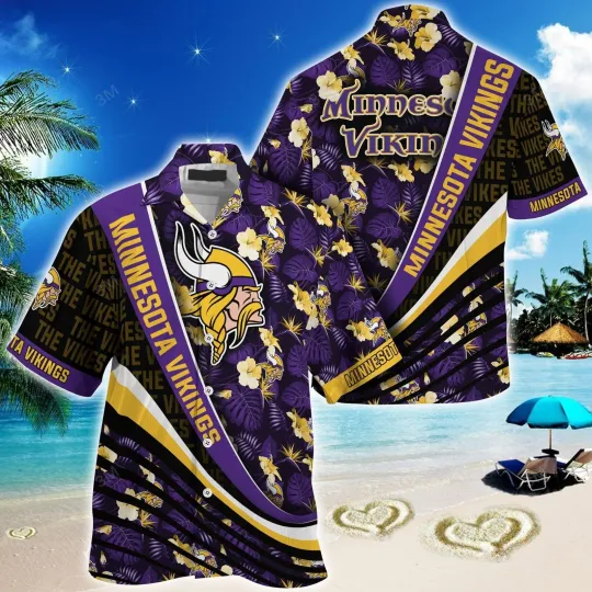 Minnesota Football Vikingss Team Hawaiian Shirt Button Down Unisex Adults Gift