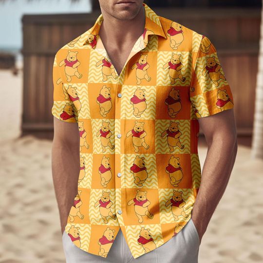 Discover Cute Pooh Hawaii Shirt, Disney Winnie The Pooh Button-Up, Disneyland Trip Shirt, Gift for Him