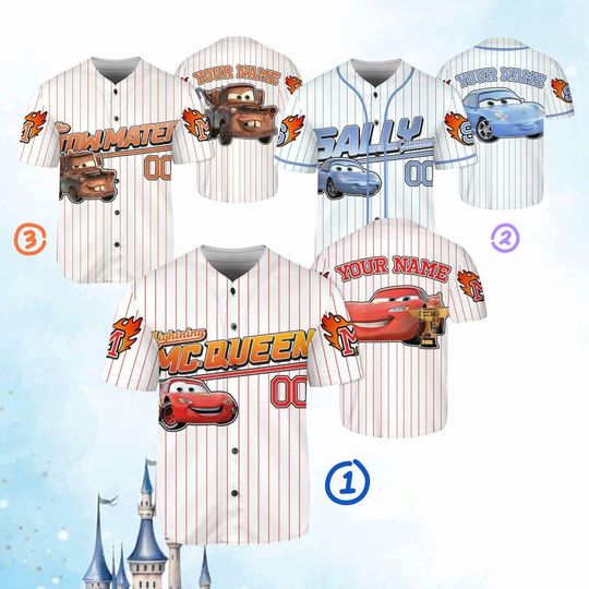 Personalized Disney Cars Baseball Jersey, Disney Cars Baseball Jersey, Lightning McQueen Shirt, Cars Land Pixar Shirt, Christmas Gifts