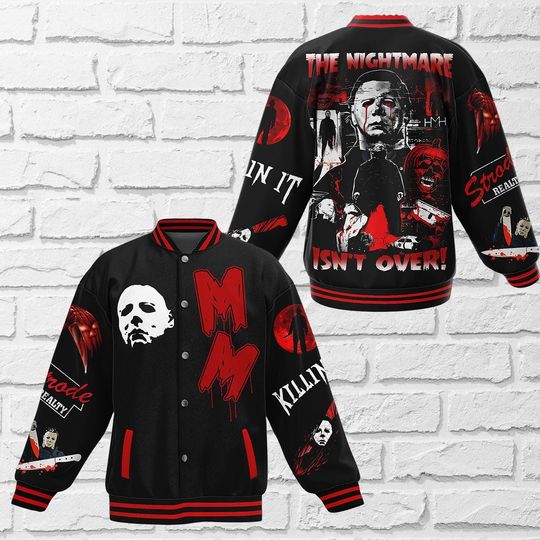 Michael Myers Baseball Jacket, Horror Characters Baseball Jacket, Myers Thriller Jacket, Scary Movie Jacke, Horror Movie Gift