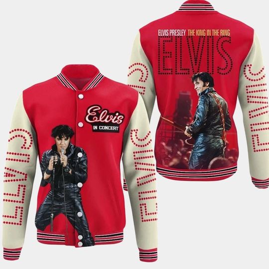 Discover Elvis Presley Baseball Jacket, Elvis King Baseball Jacket, Rock And Roll Music Linen Shirt, The King Shirt, Gifts For Elvis Fan