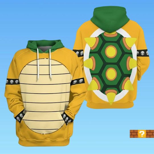 Bowser Mario Costume Hoodie, Mario Bowser 3D Hoodie, Super Mario Bros Hoodie, Video Game Shirt, Bowser Hoodie, Christmas Gifts