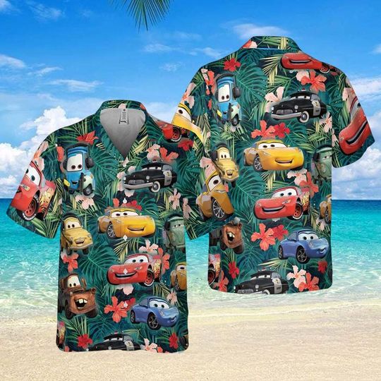 Lightning Mcqueen Tow Mater Disney Hawaiian Shirt, Disney Cars Movies Shirts, Disney Cars Hawaiian Shirt, Car Pixar Button Downs Shirt