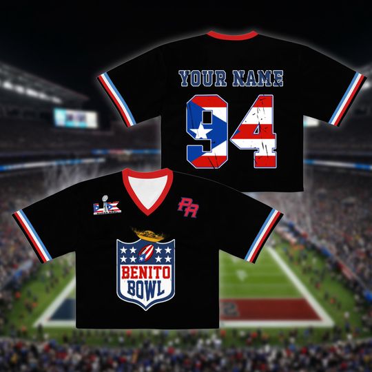 Puerto Rico Team Jersey,Benito 94 Crop Top Jersey, Benito Bowl Bad Bunny Shirt, Bad Bunny LX Shirt,Mesh Jersey, Sports Shirt, Gift for Fans