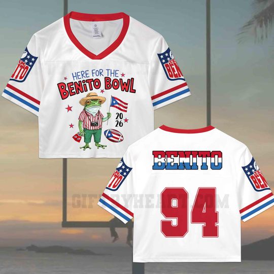 Discover Benito 94 Crop Top Mesh Football Jersey, Half Time Show Crop Top Football Jersey Shirt, Gift for Unisex