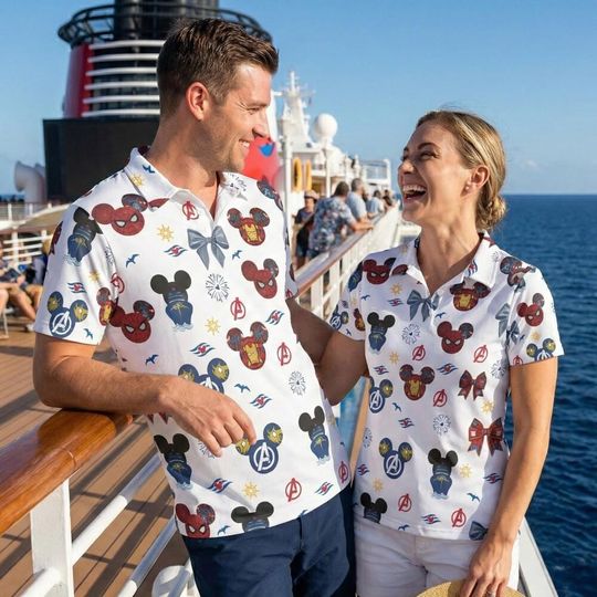 Discover Playful Marvel Mickey Ears and Bows Polo Shirt, Avengers Spider Man Iron Man Ribbon Shirt, Men Golf Shirt Super Hero Fan Birthday Gift Gear