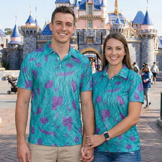 Discover Vibrant Monsters Inc Sulley Fur Pattern Polo Shirt, James P Sullivan Monster University Inspired Shirt, Men Golf Apparel Pixar Fan Gift