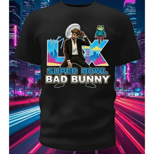 Discover Bad Bunny X Football V2 Super Bowl 60 T-Shirt