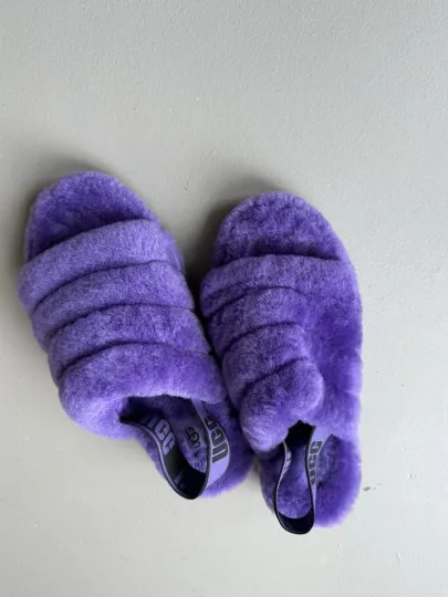 Discover UGG Fluff Yeah Slides Womens Size 9 Purple FUR Slingback 1095119