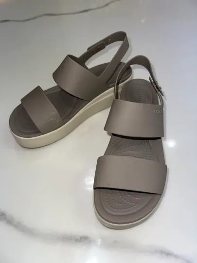 Discover Crocs Women’s Platform Sandals Taupe Brown Adjustable Strap Wedge Size W9