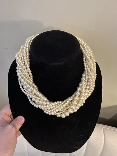 Discover Vintage Multi-Strand Faux Pearl Necklace | Chunky Statement Collar