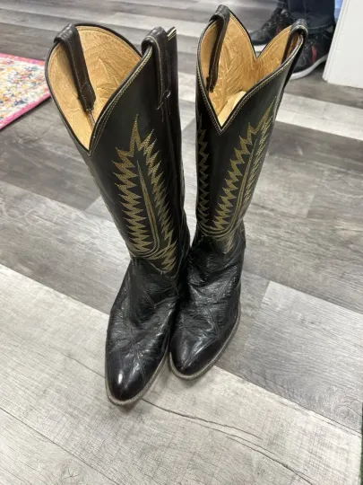 Discover Vintage Tony Lama 6252 Cowboy Leather Boots Western Black Size 8.5 D Made In USA