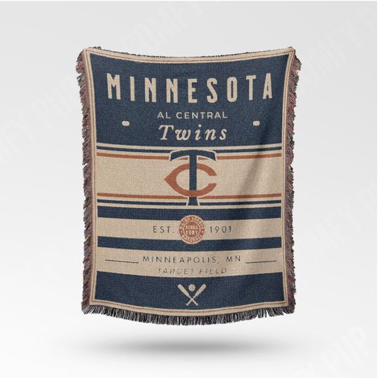 Discover Minnesota Twins Vintage-Styled Woven Blanket / Retro Baseball Throw / Classic MLB Decor / Baseball Fan Gift