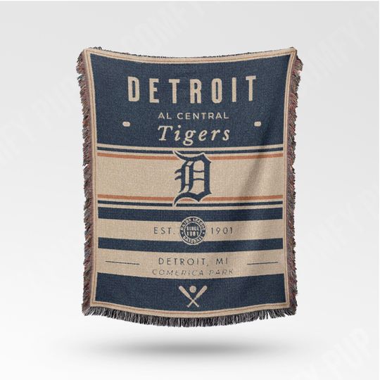 Discover Detroit Tigers Vintage-Styled Woven Blanket / Retro Baseball Throw / Classic MLB Decor / Baseball Fan Gift