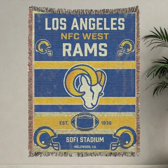 Discover Vintage Los Angeles Rams Woven Blanket Throw  football Retro Football Fan Home Decor Gift