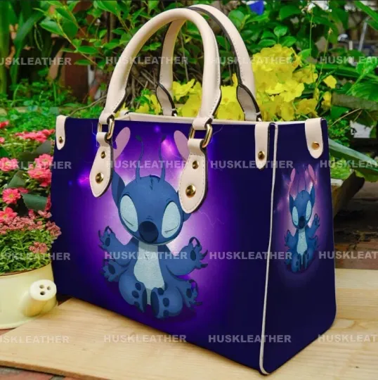 Discover Personalized Stitch Do Yoga Disney Cartoon Leather Bag Handbag, Stitch Woman