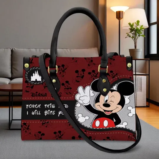 Discover Personalized Touch This I Will Bite You Leather Bag Handbag,Mickey Mouse