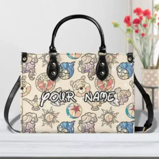 Discover Personalized Disney Yellow Character Leather Handbag, Disney Lethal Handbag