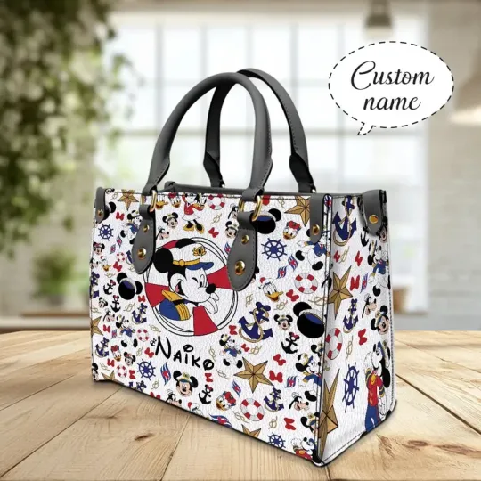 Discover Personalized Disney Cruise Leather Handbag, Mickey Leather Handbag
