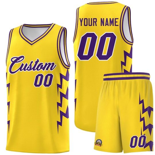 Discover Custom Basketball Jersey Set: Lightning Design, Personalized Name & Number