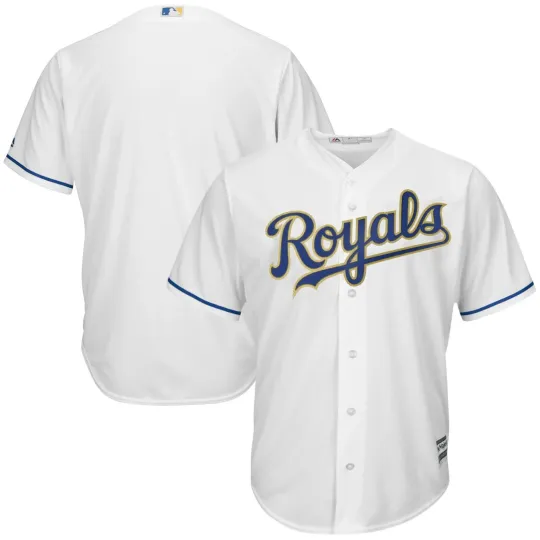 Majestic Kansas City Royals Home Gold Trim Baseball Jersey